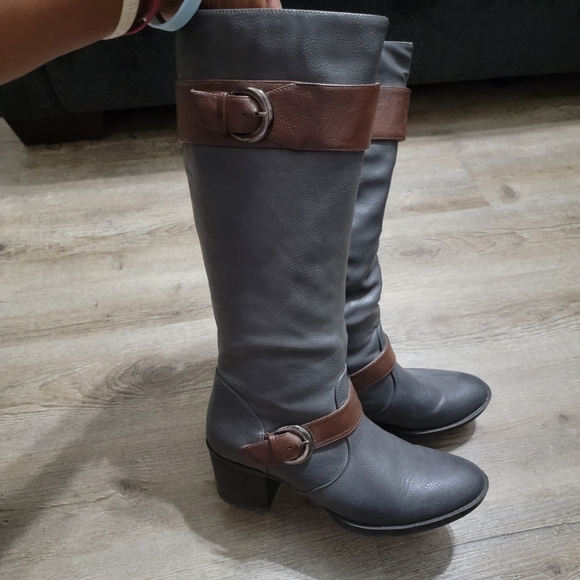 Natural Sole by Naturalizer mid-calf "Zahara" Woman's Riding Boots Size 9M Gray - Picture 6 of 11